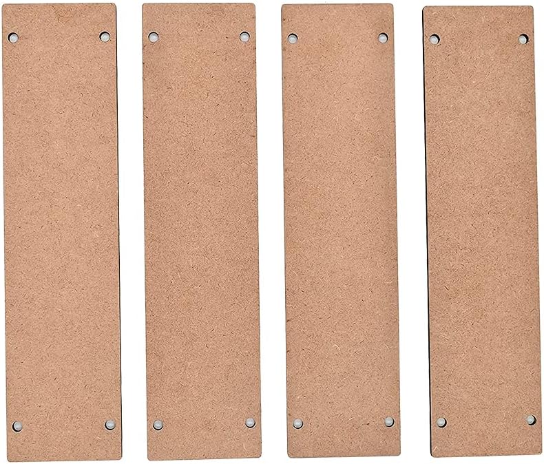 DIY Wood Sheet Craft - MDF Cutouts Hangings Rectangular - Plain MDF Blanks Cutouts - Set of 4 with 2 Holes for Painting Wooden Sheet Craft, Decoupage, Resin Art Work & Decoration