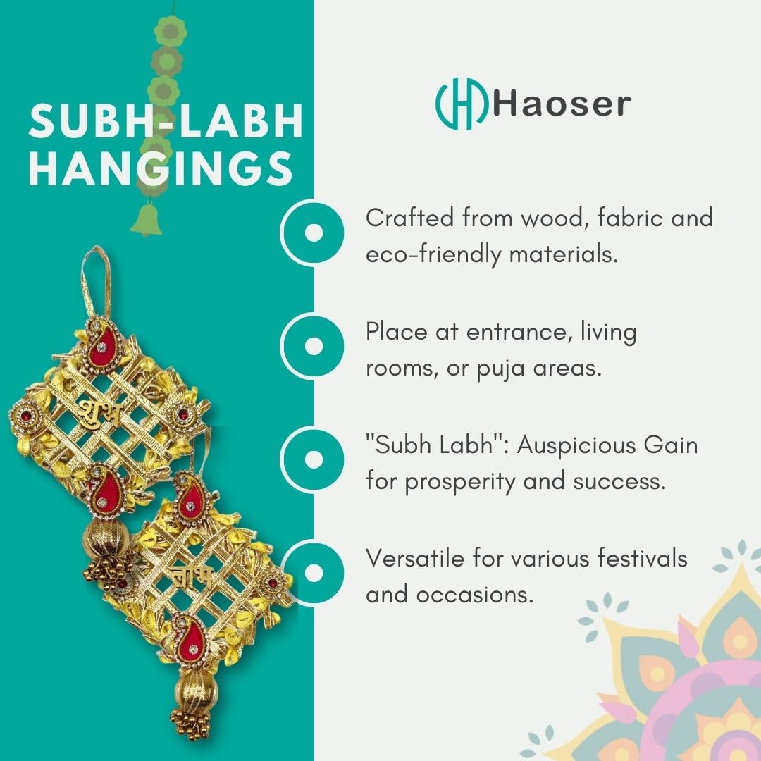 Haoser shubh labh for Door Entrance (1 Pair), (RED-SHUBH lABH)