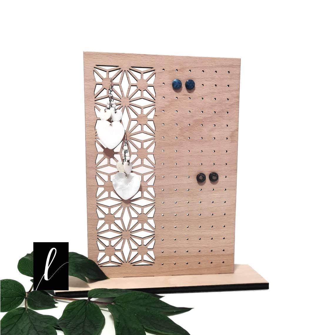 Haoser Wooden Earring Display Stand, Honeycomb Earring Organizer Earring Display Wood Hanging Jewelry Organizer for Stud Earrings (Earring Holder-1) - Haoser