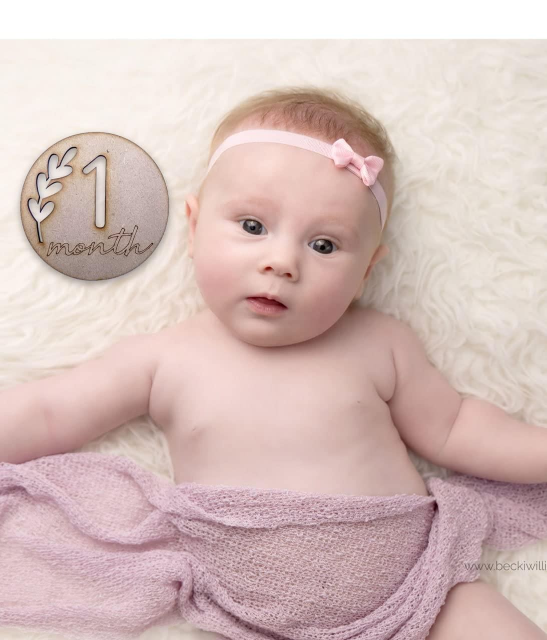 Haoser Wooden Monthly Milestone Discs for Baby Photos/Baby Milestone Cards/Leaf - Milestone Cards/New Baby Gift/Baby Shower Gift - Haoser