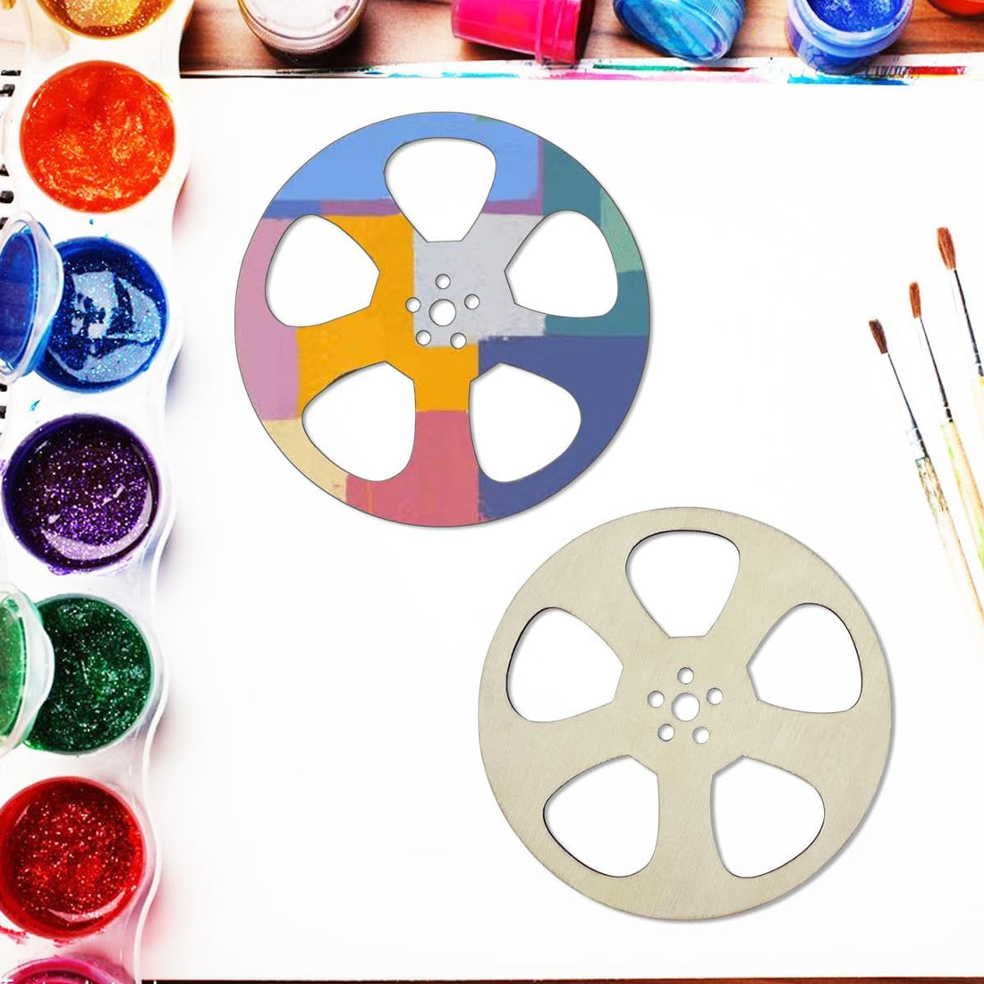 30 Pcs Wooden Film Reel Cutouts for DIY Craft | Unfinished Movie Theme