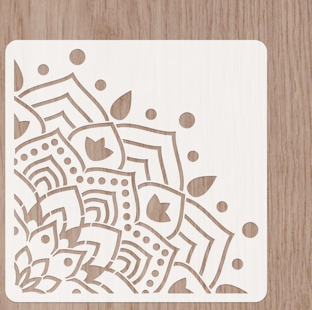 2 Pcs Quarter Mandala Stencil Set – Reusable Plastic Stencils for Art and Craft