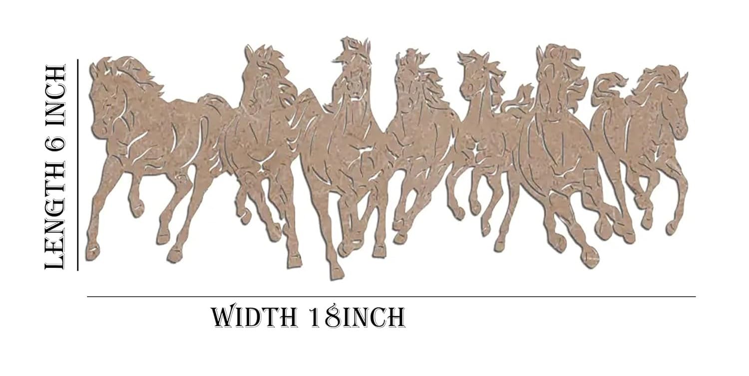 Running Horse Wall Art Cutout | Pine MDF Wooden Decorative Craft – 18x6 Inch | Unfinished DIY Painting Piece for Vastu, Feng Shui, Office & Home Wall Decoration