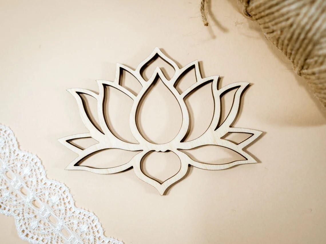 Haoser 10 Pcs 4 inch Lotus MDF Cutout for Art and Craft | DIY Decorative Lotus Flower Shape | Perfect for Crafting and Painting Projects|Diwali decortaion Craft - Haoser