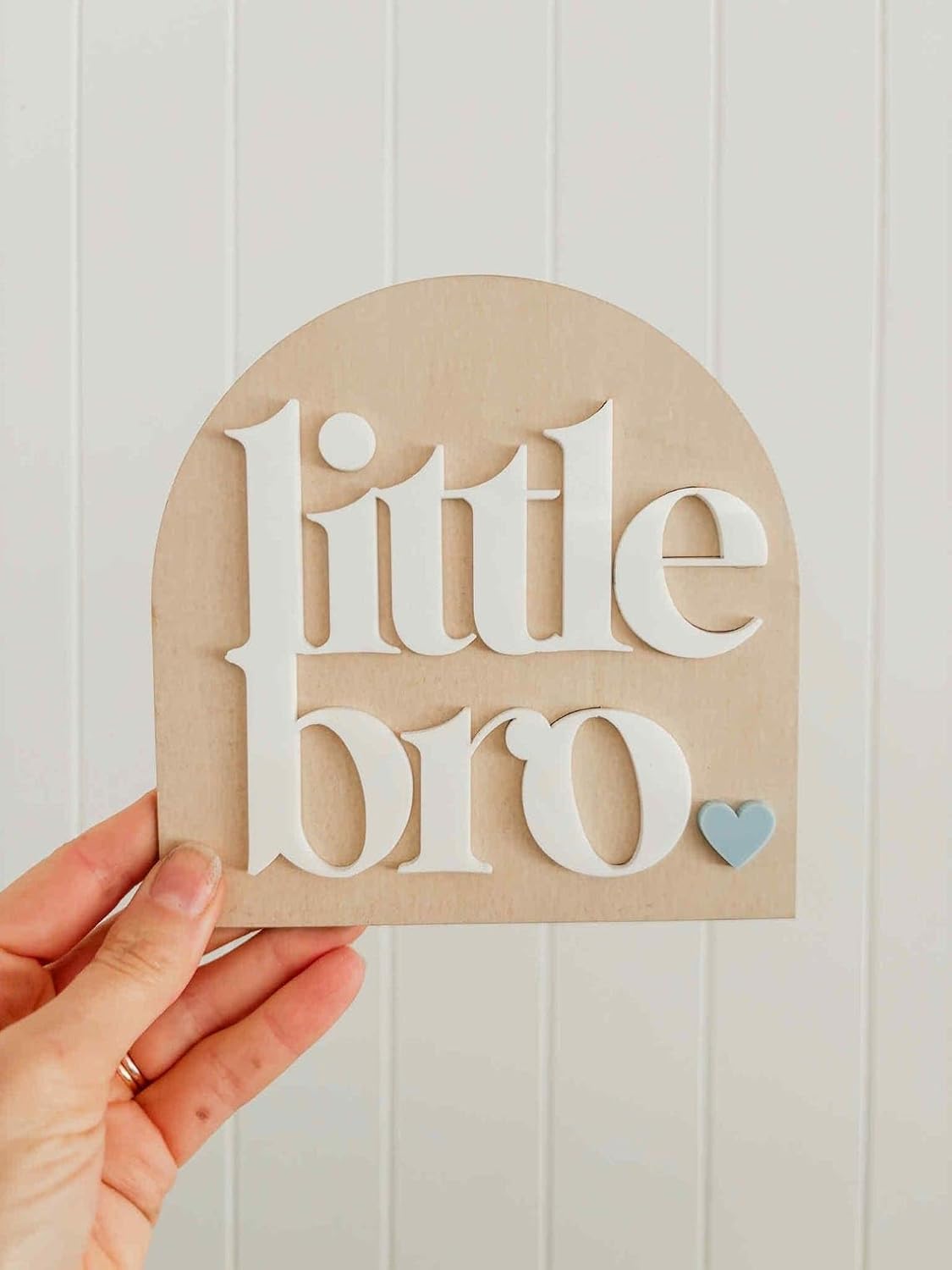 Pack of 4 Big/Little Brother & Sister Plaques – Wooden Baby Announcement Keepsake Signs, Bro Sis Pregnancy Reveal Plaques for Sibling Photo Props & Nursery Decor, 4 Inch
