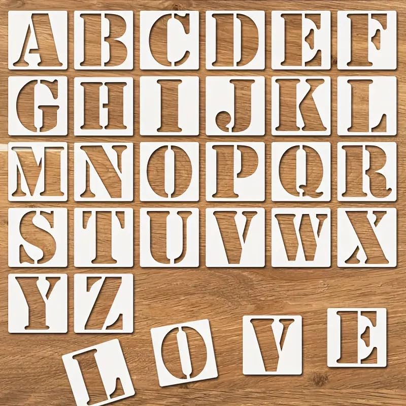 26 PCS Reusable Plastic Letter Stencils - 3.94 Inch DIY Alphabet Templates for Wall, Fabric, Rock, Wood, Porch, Floor Painting - Durable Craft Stencils for Home Décor and Art Projects