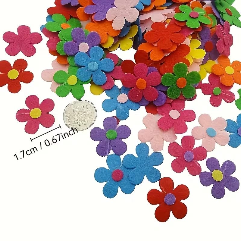 30 PCS Multicolor Felt Flower DIY Craft Kit for Kids & Adults | Small Fabric Flower