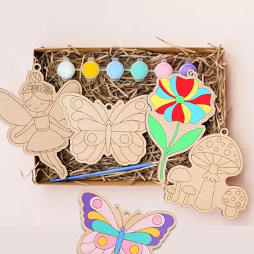 16 Pcs Wooden Fairy Ornaments for Crafts – Cartoon Fairy, Flower & Butterfly Cutouts