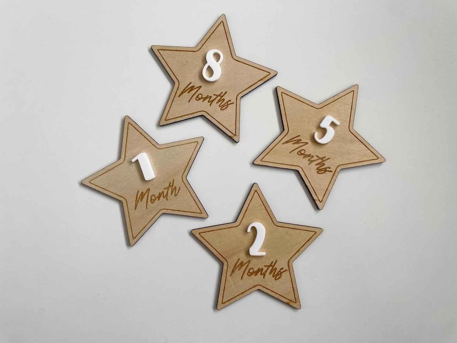 13 Pcs Wooden Star Baby Monthly Milestone Discs Set | Hello World Newborn Photo Props