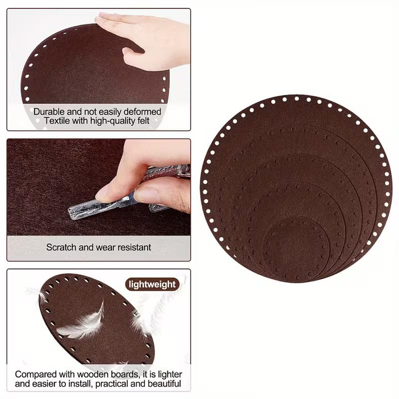 Pack of 6 Felt Basket Bottoms Round | Flat Fabric Basket Base for Crochet
