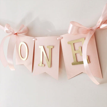 Chair Banner for Girl 1st Birthday Decorations | Baby Girl One Year Banner