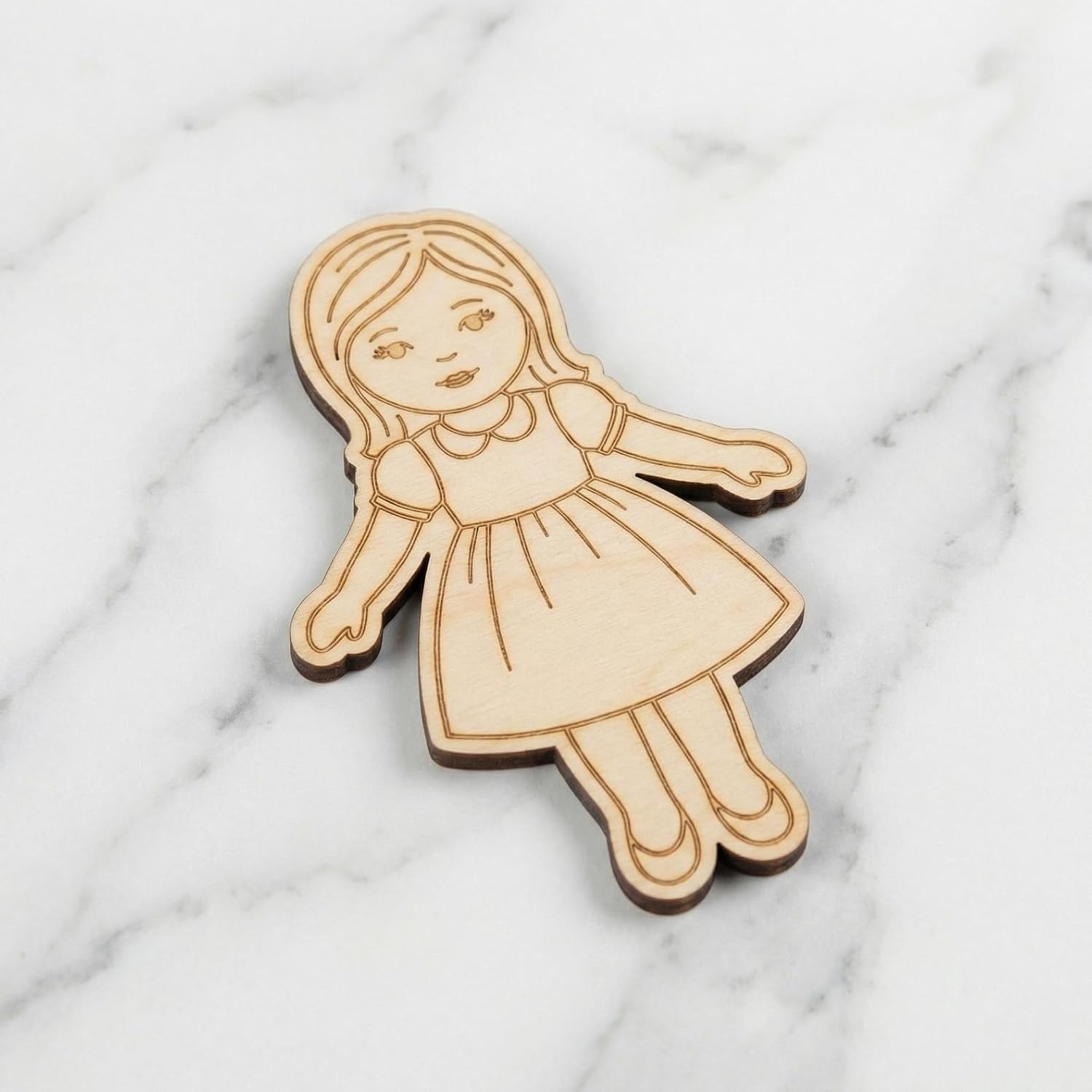 5 Pcs Wooden Girl Shape Cutouts for DIY Craft | Unfinished Doll Figure Silhouette for Painting