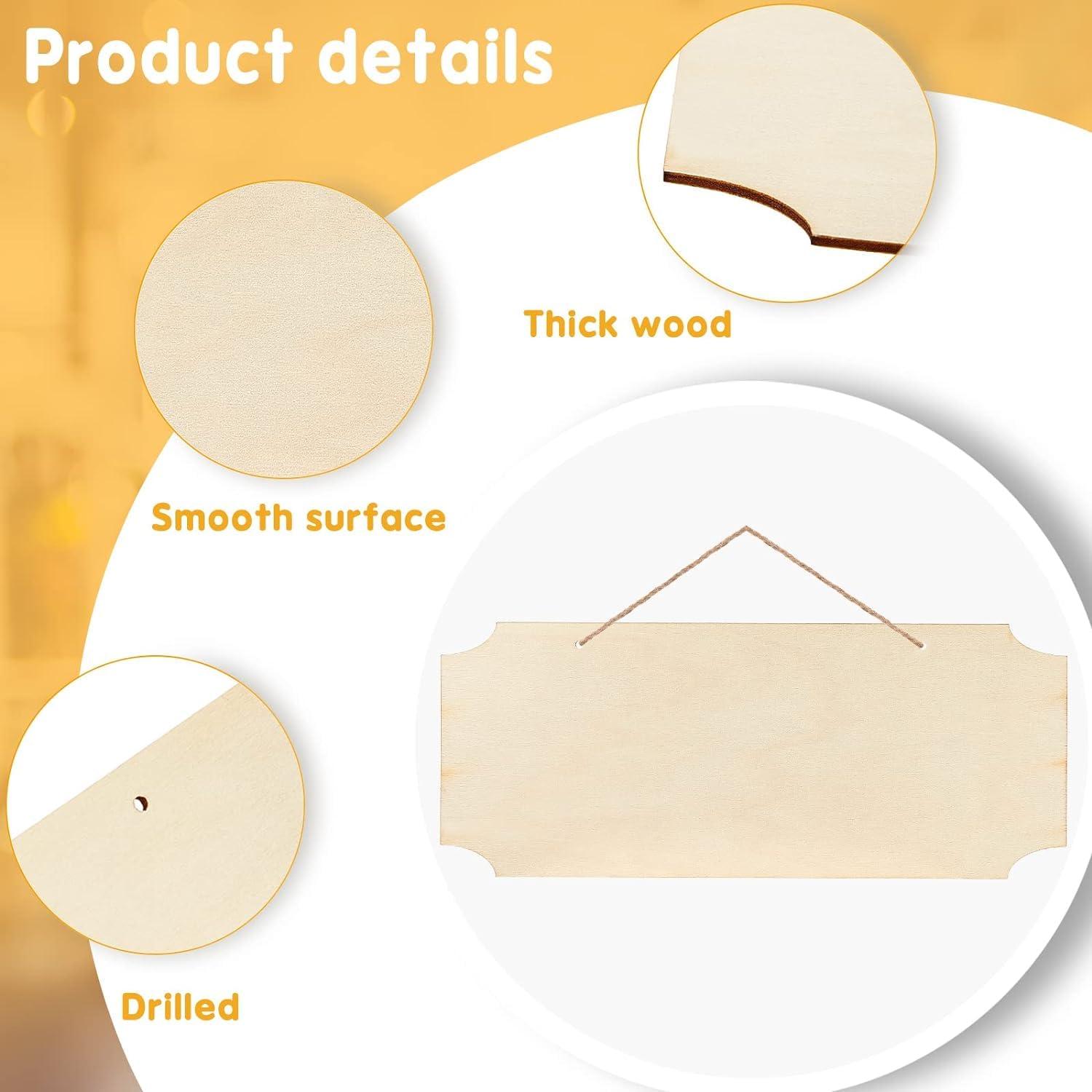 Haoser 15 Pcs Unfinished Wood Sign Blank Wood Blanks Wooden Plaque for Craft Oval Hanging Wood Sign 9 x 6 in Rectangle Shaped Wood Plaque Wood Ornaments Wood Slices for DIY Painting Writing Decoration - Haoser