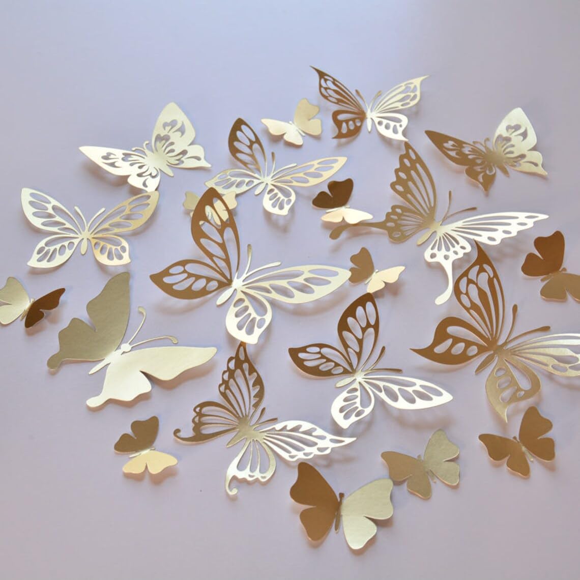 10 Pcs Gold Butterfly Wall Decor – 3D Paper Butterflies
