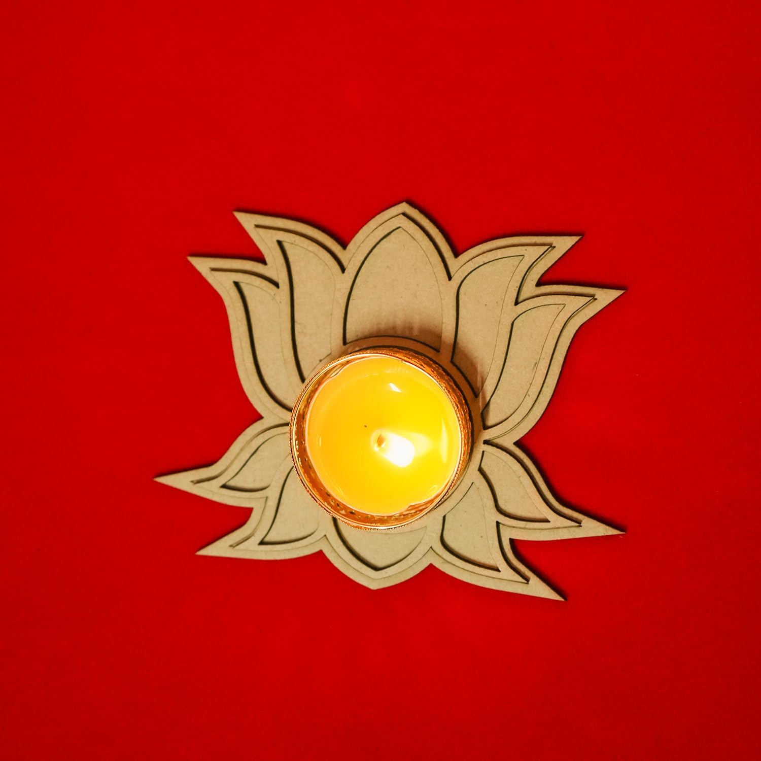 Pack of 2 Wooden Tealight Holders for Home & Office Décor | Pine MDF Elegant Candle Stand for Puja, Diwali, Living Room & Table Decoration