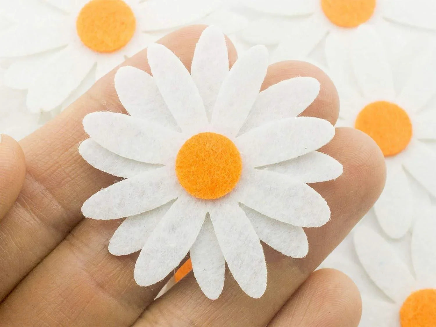 Haoser 50 Pieces of White Yellow Sunflowers Smile Children Flower Felt Cloth Patches Appliqus for Designing Gifting Packaging Dresses Hair Accessories Decor Hobby - Haoser