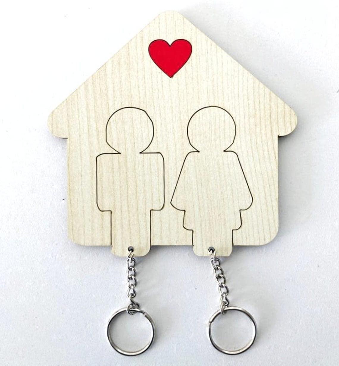 Haoser Customized Wooden Keyring for DIY Projects - Laser Engravable, Printable & Writable, Design Wooden Key Chain for Gifting Friendship Day House Shape (Multipack) (H-PM3-KEYRING-1) - Haoser