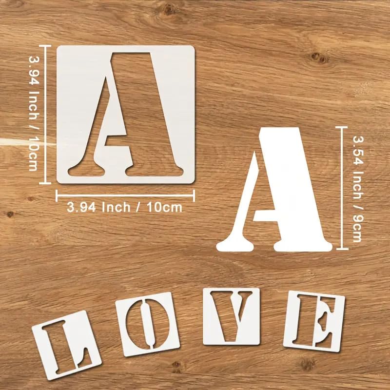 26 PCS Reusable Plastic Letter Stencils - 3.94 Inch DIY Alphabet Templates for Wall, Fabric, Rock, Wood, Porch, Floor Painting - Durable Craft Stencils for Home Décor and Art Projects