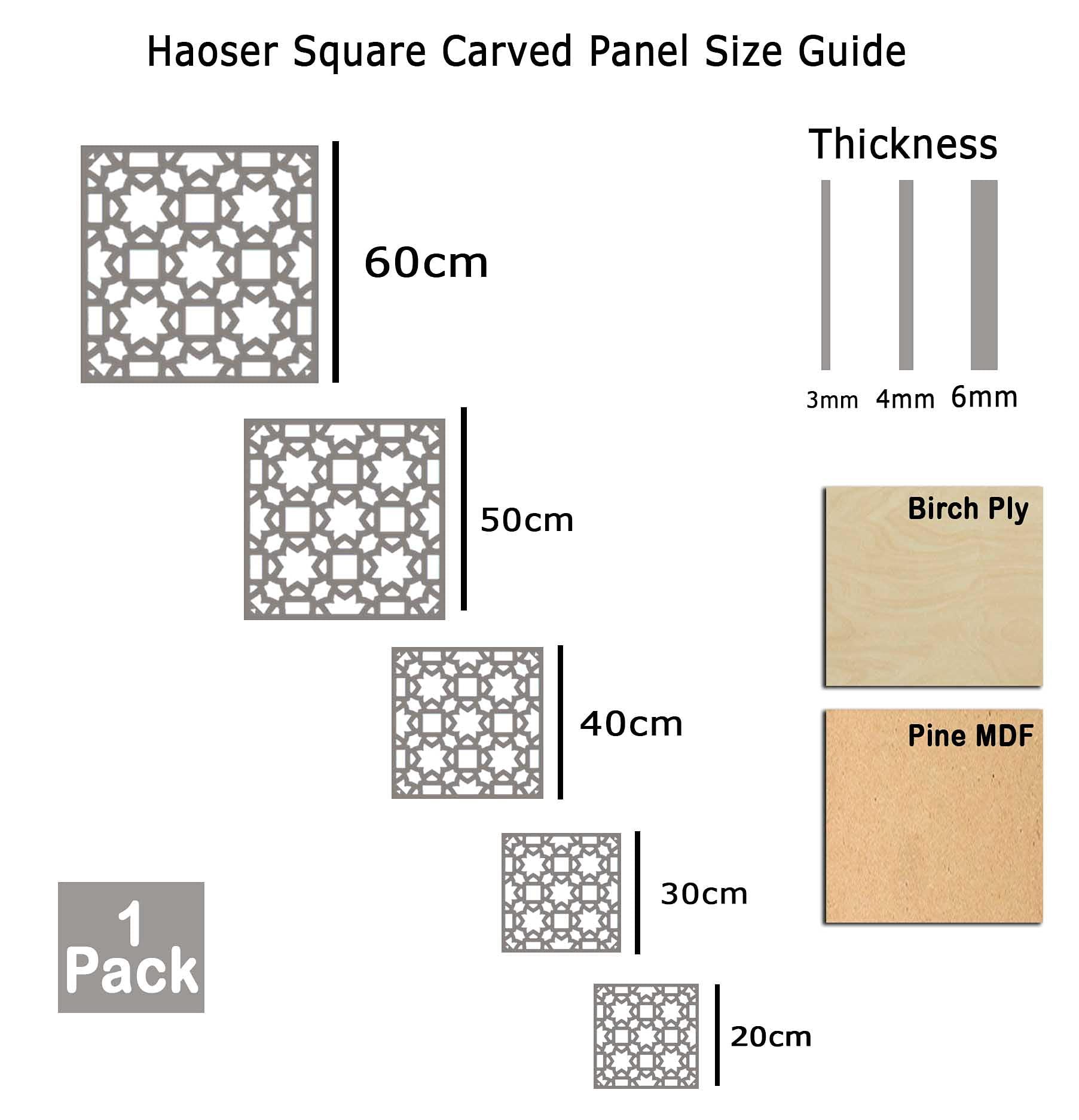 Haoser Birch Ply-3mm Wooden Panel for Room Divider/Partition, Wall Decor Pack of 1 Geometric Laser Cut Carved Panel  (Panle-4) - Haoser