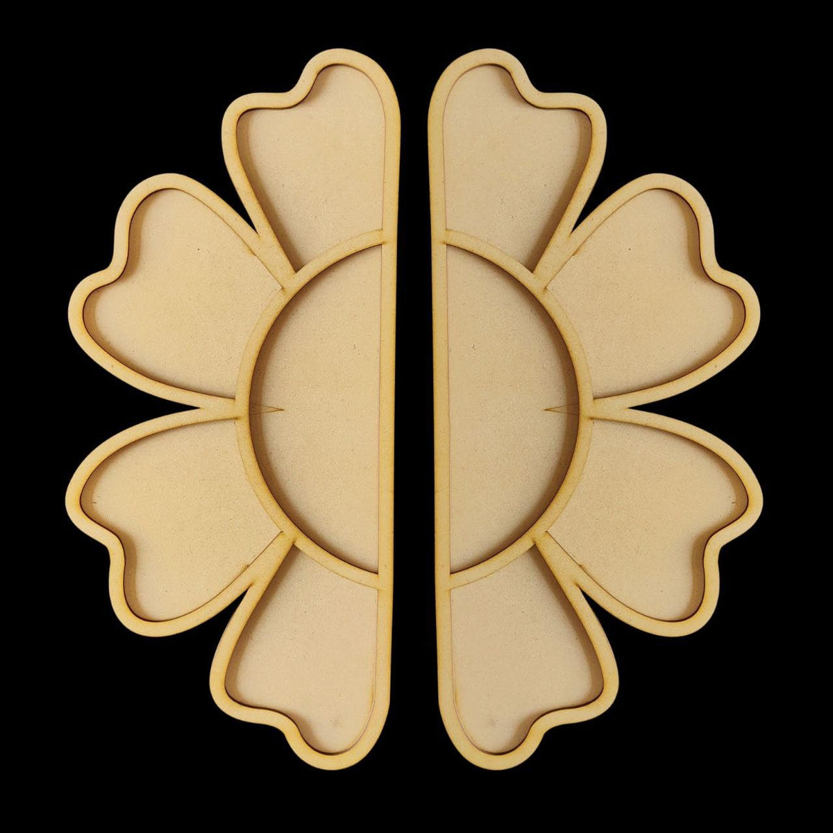 Pack of 2 Wooden Floral Reflection Layered Rangoli | Pine MDF Festive Home Decor | 10 Inch Rangoli Base for Painting & Decoration | Reusable Wooden Rangoli Art Craft