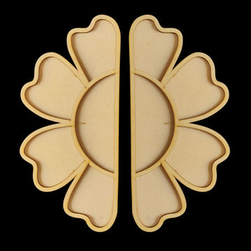 Pack of 2 Wooden Floral Reflection Layered Rangoli | Pine MDF Festive Home Decor | 10 Inch Rangoli Base for Painting & Decoration | Reusable Wooden Rangoli Art Craft
