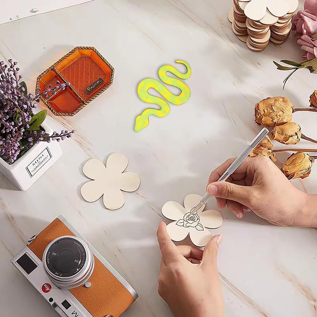 30 Pcs Wooden Snake Shape Cutouts for DIY Craft | Unfinished Wood Snake