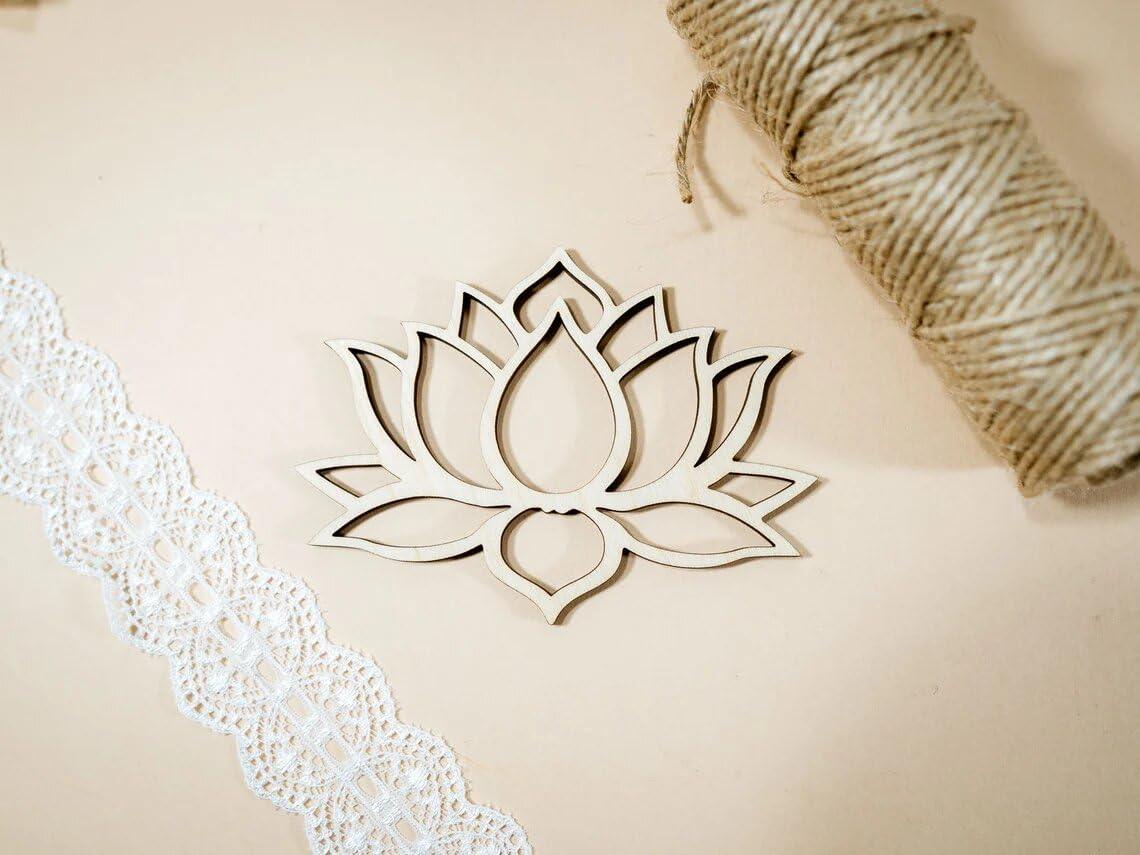 Haoser 10 Pcs 4 inch Lotus MDF Cutout for Art and Craft | DIY Decorative Lotus Flower Shape | Perfect for Crafting and Painting Projects|Diwali decortaion Craft - Haoser