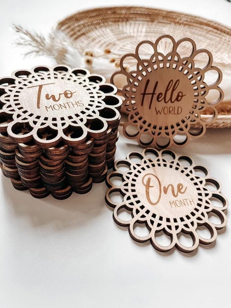 Set of 12 pieses with Hellow Boho Monthly Milestone Markers, Baby Milestone