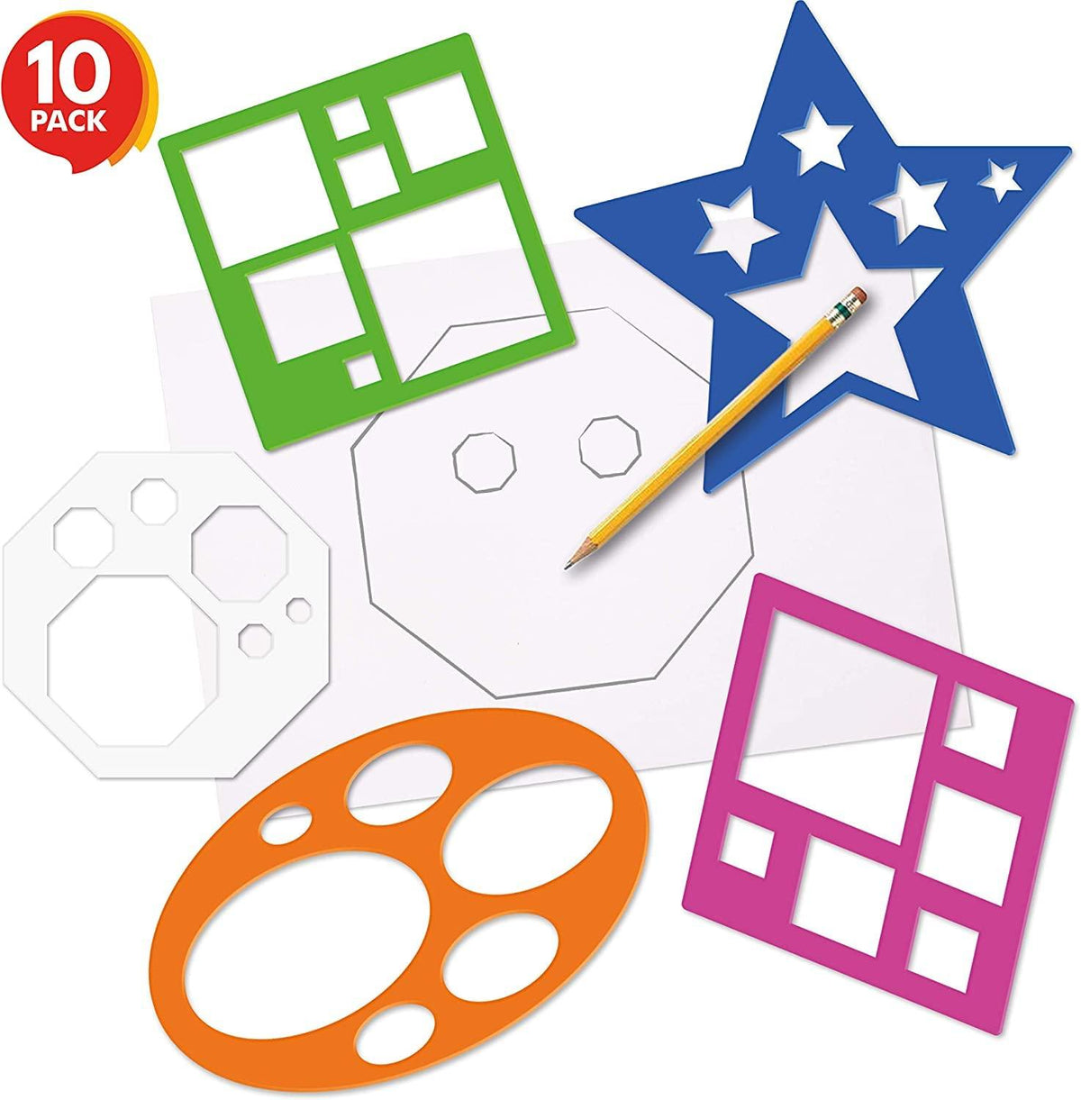 Haoser Wooden Shape Stencil Set for Kids Learning Tool for Toddlers and Preschooler (Beige Colour-4 in) - Haoser