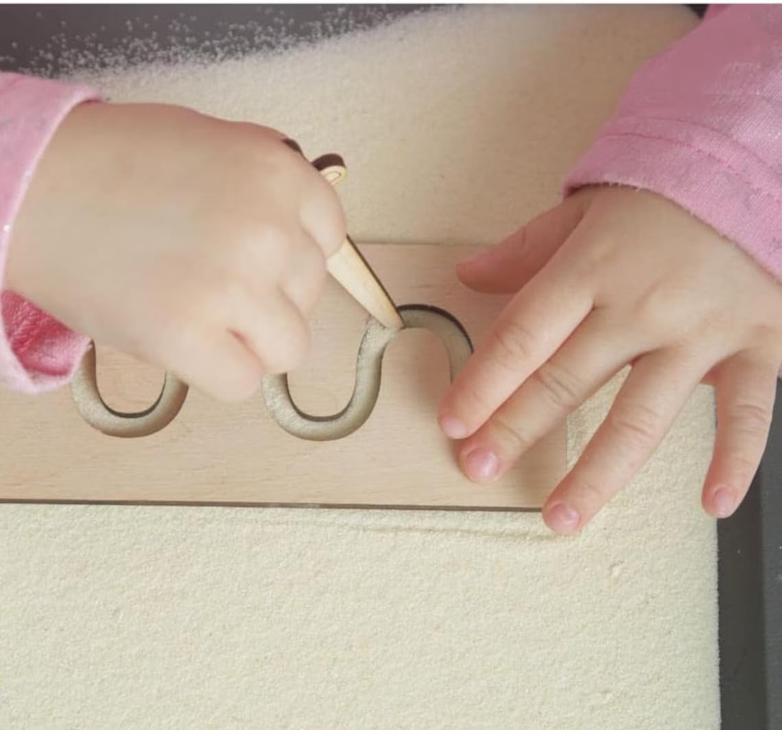 Set of 10 Wooden Stencils for Kids – Montessori Tracing Boards, Prewriting Learning Tool for Homeschool & Preschool – Natural Pine MDF Toys, Size 10.2 x 3.15 Inch