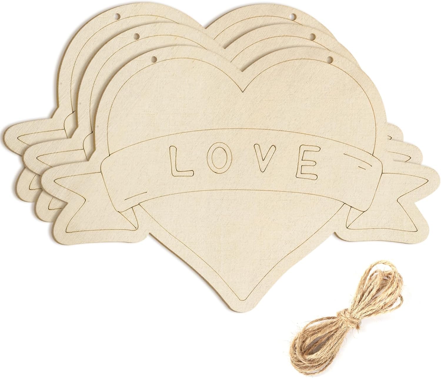 3 PCS Wooden Heart Ornaments to Paint, Valentine's Day Happy Mothers Day DIY Blank Unfinished Wreaths
