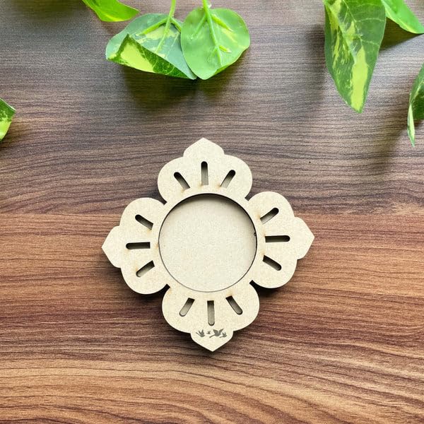 2 Pcs Wooden MDF Tea Light Holder 6x6 Inch – 3 Layered Nested Mandala Design Candle Holder for Diwali, Pooja, Home Decor