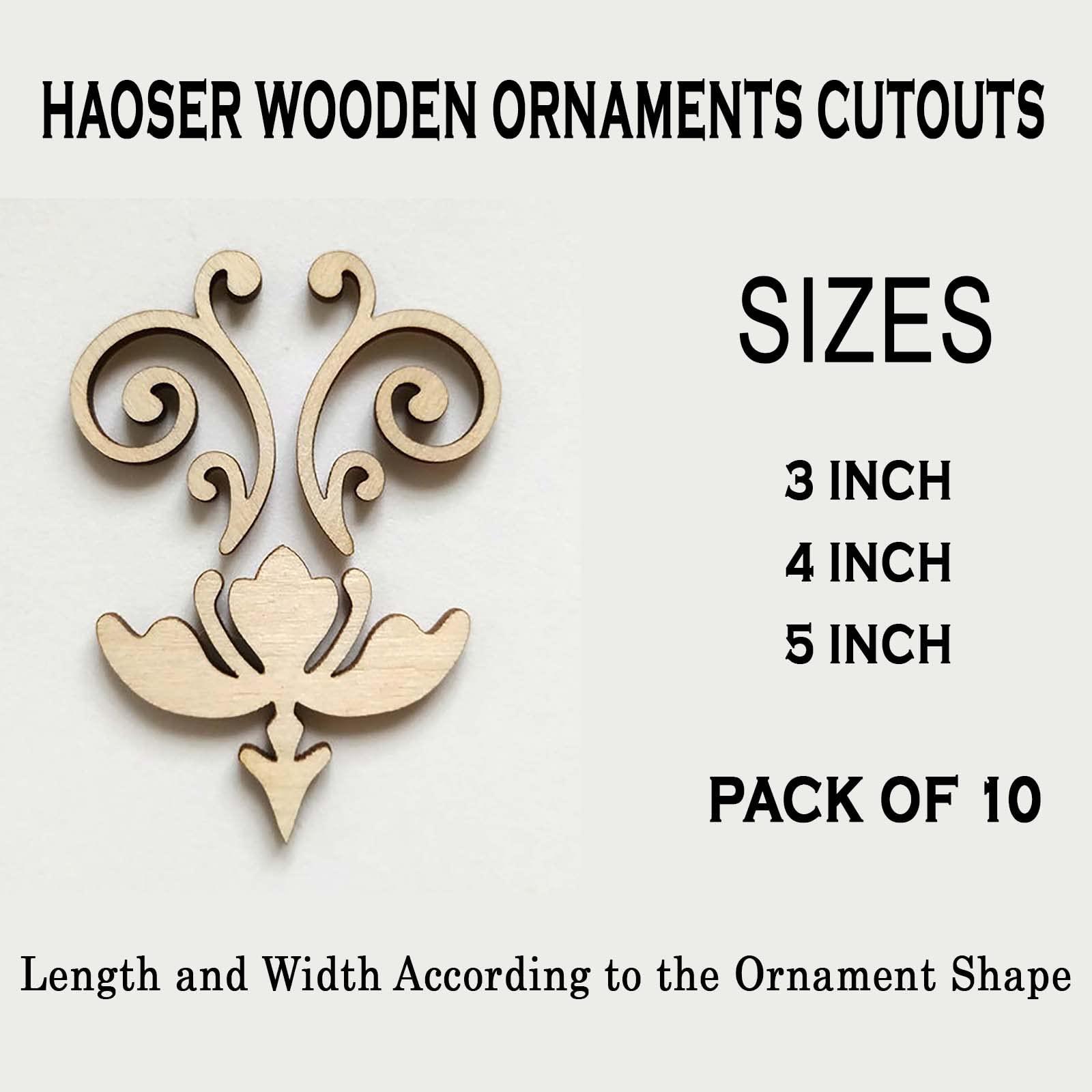 Haoser Wooden Ornaments Cutouts for Home Decor, Laser Cut Wood Cutouts for DIY Craft Project (Ornament-8) - Haoser