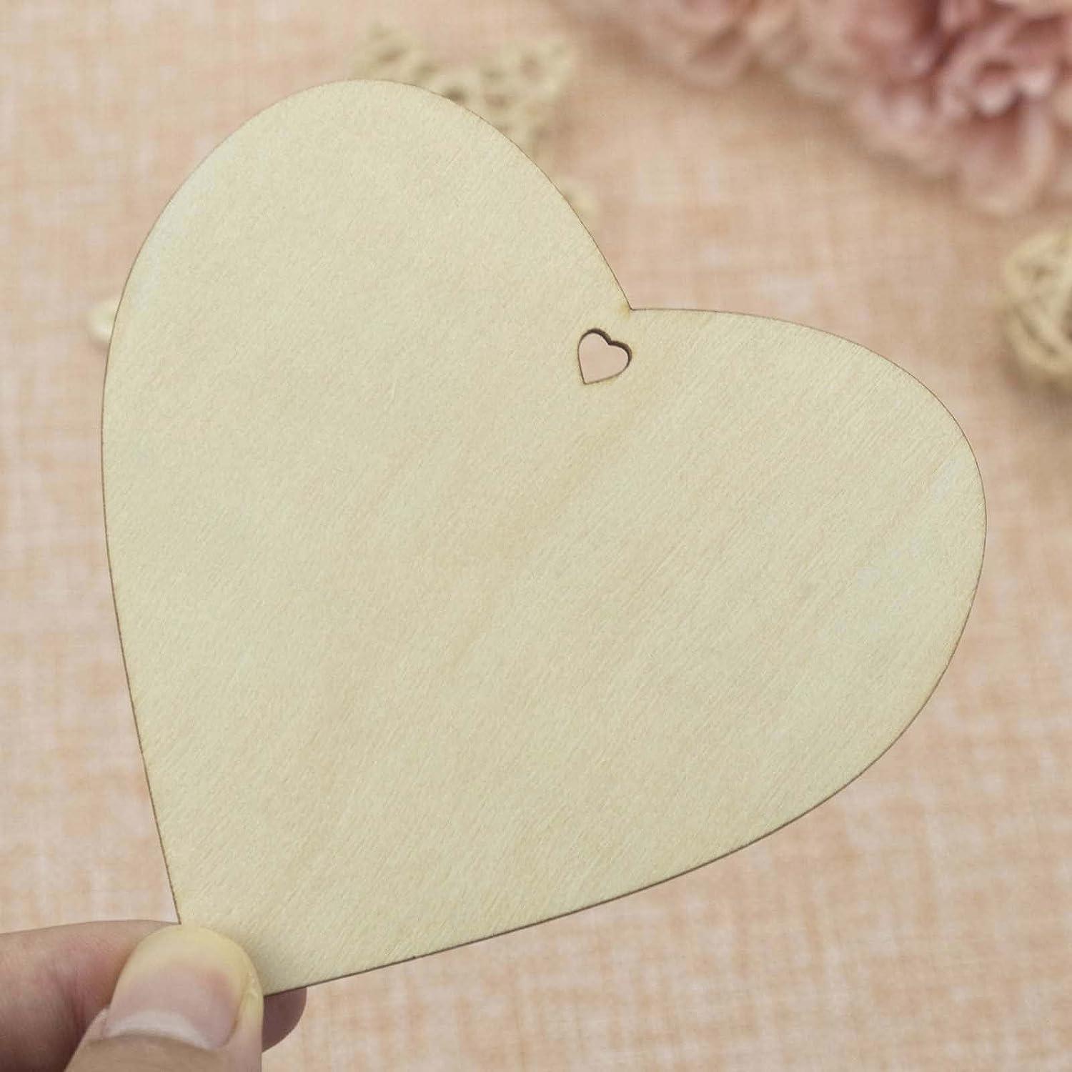 Haoser Heart MDF Pine Wood 1 inch -2.5 mm Thick Wood Hearts for Crafts, Unfinished Wooden Heart Cutouts, Heart Wood Slices Board for Resin Art, Mandala Art, Pyrography, Painting - Haoser
