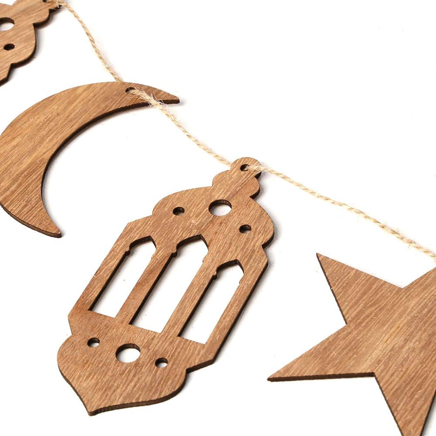 Haoser 10 Pcs Eid Mubarak Hanging Pendant Ramadan Crescent Pattern for DIY Crafts, Hanging Drop Ornament Banner for Home Party Gathering, Lesser Bairam, Festival Banner - Haoser