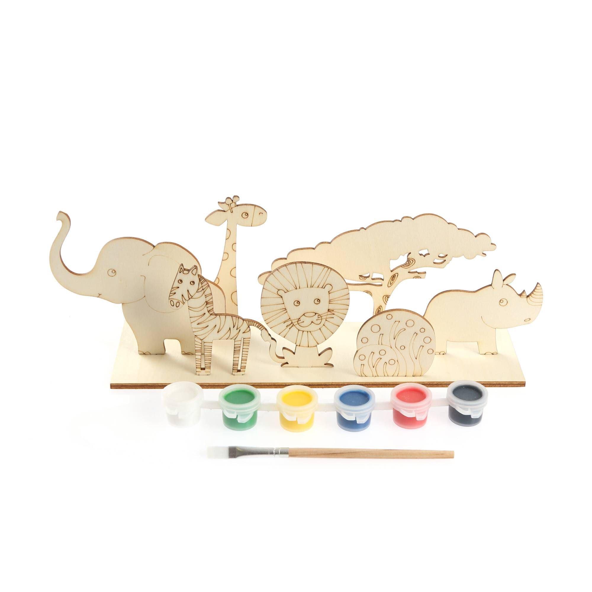 Haoser pack 2 Woden animal toys Spring Arts & Crafts for Boys and Girls, Children Painting Craft Activities Kit, woden animals Painting Kit for Kids Educational Learning toy-DIY Art&Craft Activity Kit - Haoser
