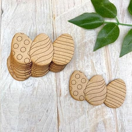 Pack of 4 Wooden Easter Egg Shapes, MDF Craft Embellishments, Unfinished Ornaments for Craft, Decoration Itmas - 4 Inch