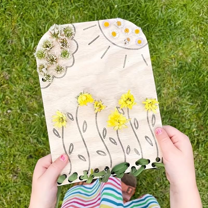 Spring Wooden Lacing Board for Kids | Montessori Threading Toy | DIY Wooden Craft Board with Holes