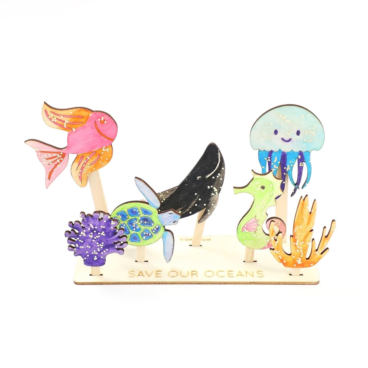 Save Our Oceans Wooden Craft Kit for Kids | 9.44 Inch MDF DIY Painting Kit