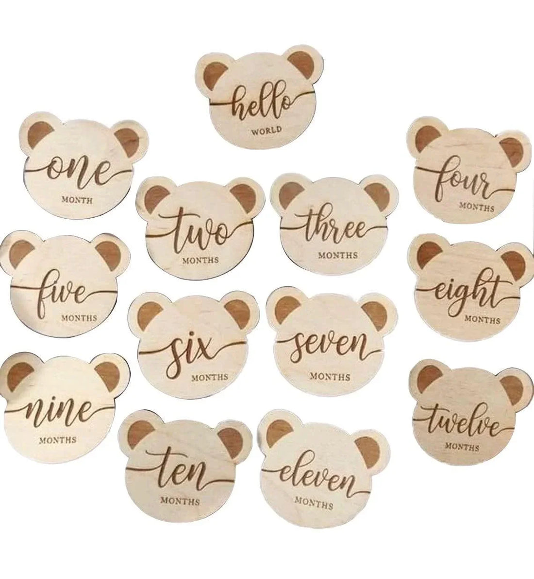 Haoser Teddy Bear Milestone Cards, Wooden Milestone Cards, Milestone, First Baby Milestones, Baby Shower Gift, Gender Neutral Gift - Haoser