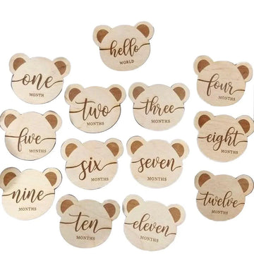 Haoser Teddy Bear Milestone Cards, Wooden Milestone Cards, Milestone, First Baby Milestones, Baby Shower Gift, Gender Neutral Gift - Haoser