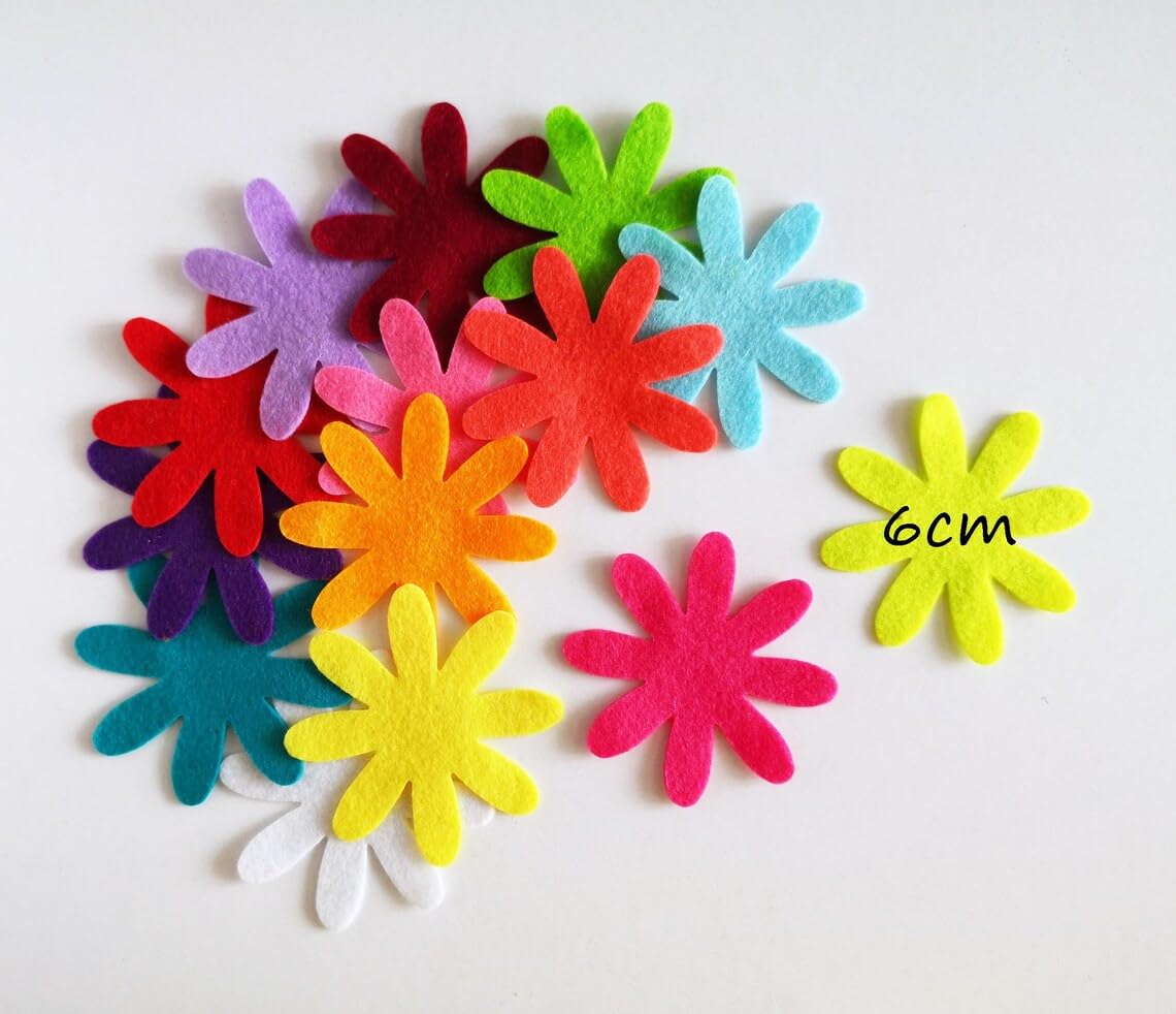 Pack of 14 Felt Daisy Flowers – Floral Craft Die Cut Embellishments