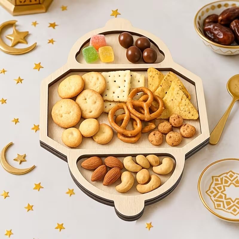 Eid Lantern Shaped Wooden Tray – Ramadan MDF Table Decor