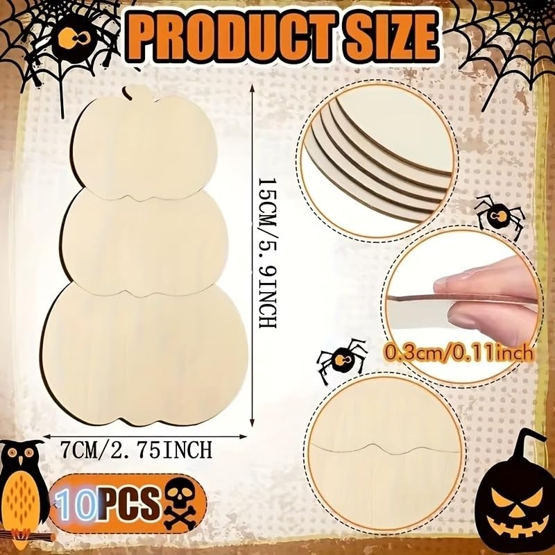10 Pcs Pumpkin Wooden Cutouts for DIY Craft | MDF Craft Shapes