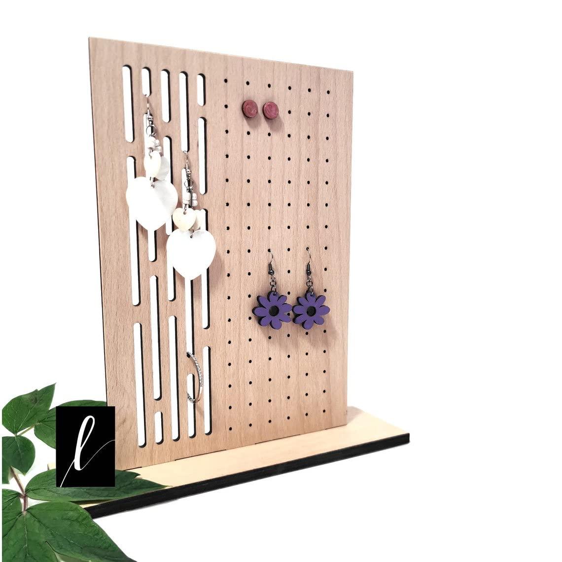 Haoser Wooden Earring Display Stand, Honeycomb Earring Organizer Earring Display Wood Hanging Jewelry Organizer for Stud Earrings (Earring Holder-8) - Haoser