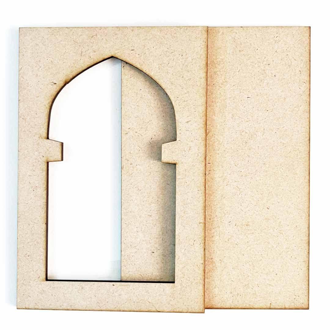 Haoser Plain MDF jharokha Cutouts for Art and Craft|Set of 2 Plain Wooden Jharokha MDF Cutouts Wall Decor Wooden Jharokha MDF Jharokha Cutout (L X H 21 X 30 CM) - Haoser