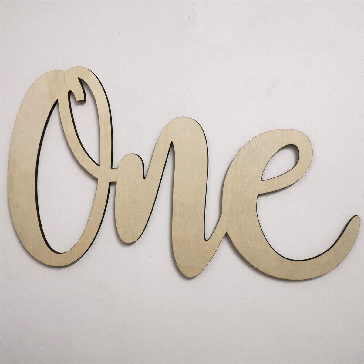 Haoser One Wooden Sign Cutout Letter for 1st Birthday Party Decorations, Baby Shower Banner Backdrop, Wall Decor Table Display Baby Chair Photo Booth Props | First Birthday Props - Haoser