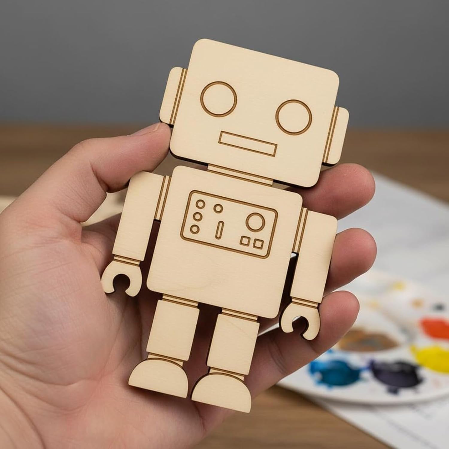 10 Pcs Robot Wooden Craft Blanks | 4 Inch MDF Robot Cutouts | DIY STEM Craft Shapes for Painting