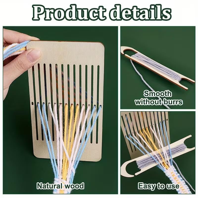 3 Pcs Wooden Knitting Loom Weaving Tools with 4×2 mm Slots – 3.54×4.72×0.1 Inch