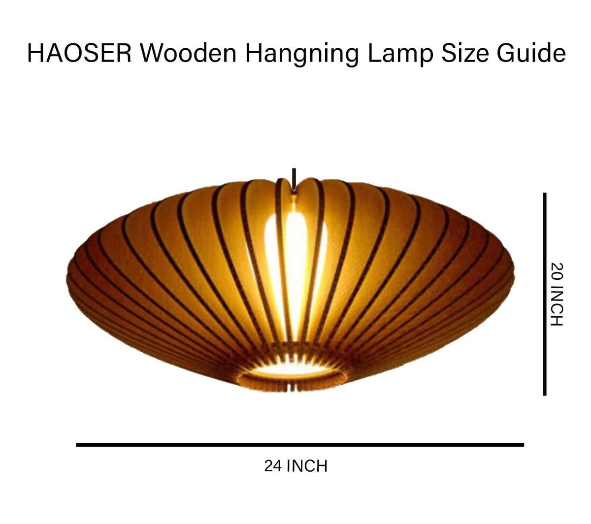 Haoser Wooden One Light Hanging Ceiling Lamp for Living Room, Distressed Pine MDF Wood Pendant Lighting Fixtures, Dining Room, Bedroom and Foyer (LxW-20x24inch) - Haoser